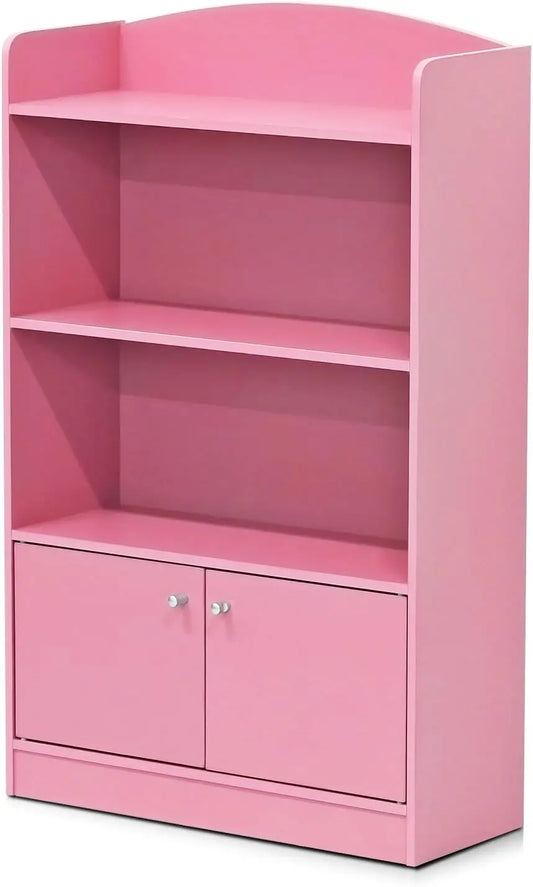 3-Tier Bookcase With Storage Cabinet And Door For Living Room