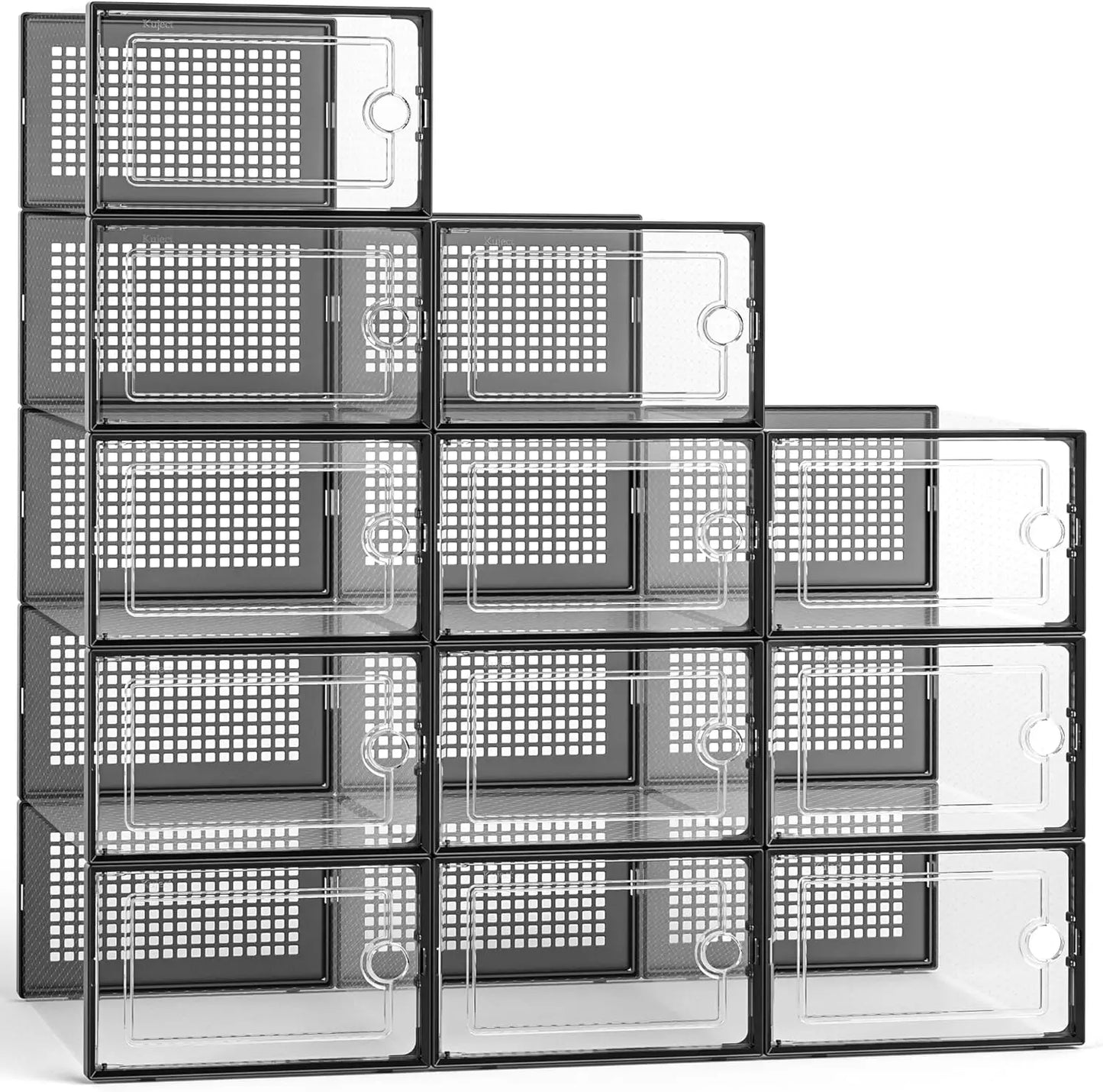 Clear Stackable Shoe Storage Boxes With Lids Under Bed Organizer