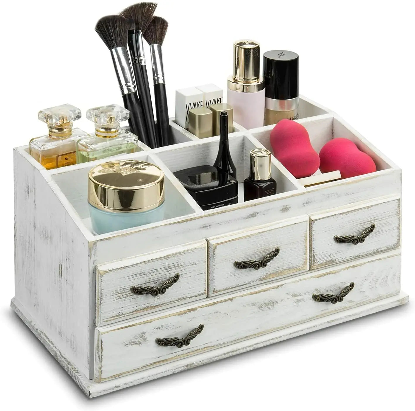 Makeup Organizer Rustic Wood With Drawers
