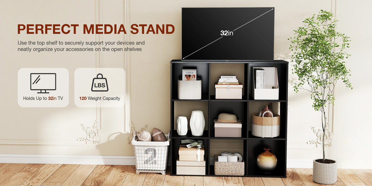JHK 9 Cube Wooden Storage Organizer Bookshelf for Living Room