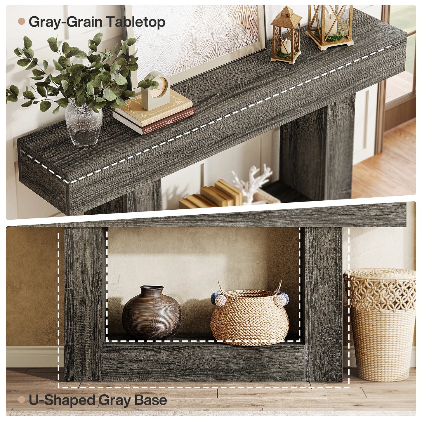 Tribesigns Farmhouse Console Table With U Shaped Base