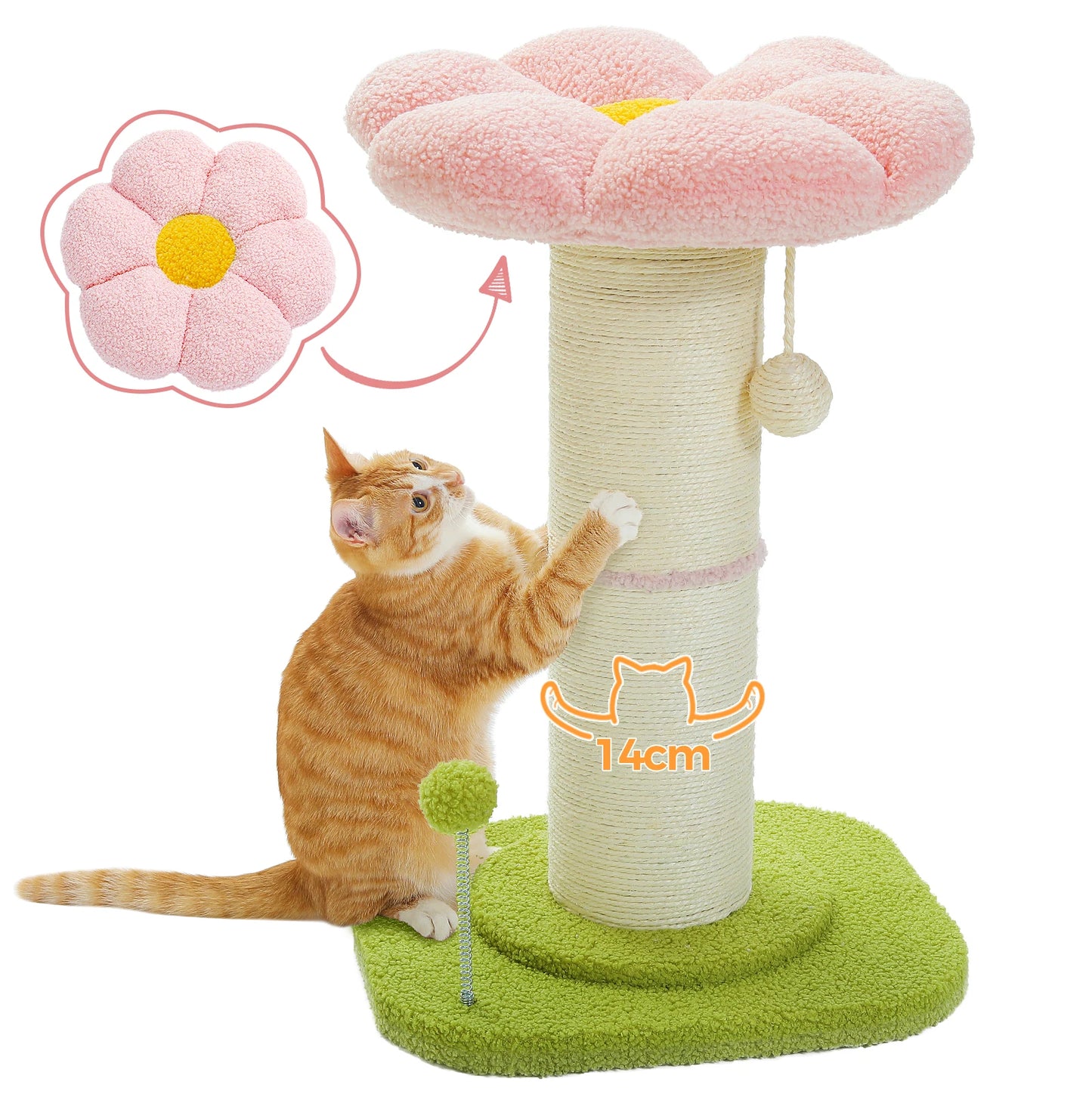 PAWZ Road Flower Small Cat Tree Scratching Post Natural Sisal