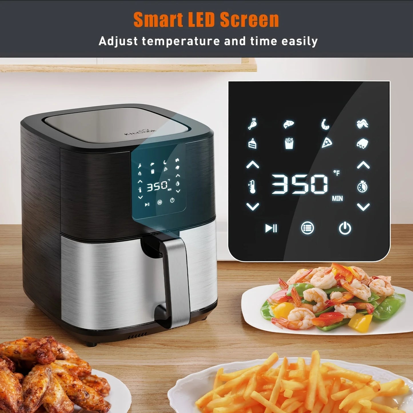 KitCook Air Fryer 1500W Equipped With Eight Presets And Digital