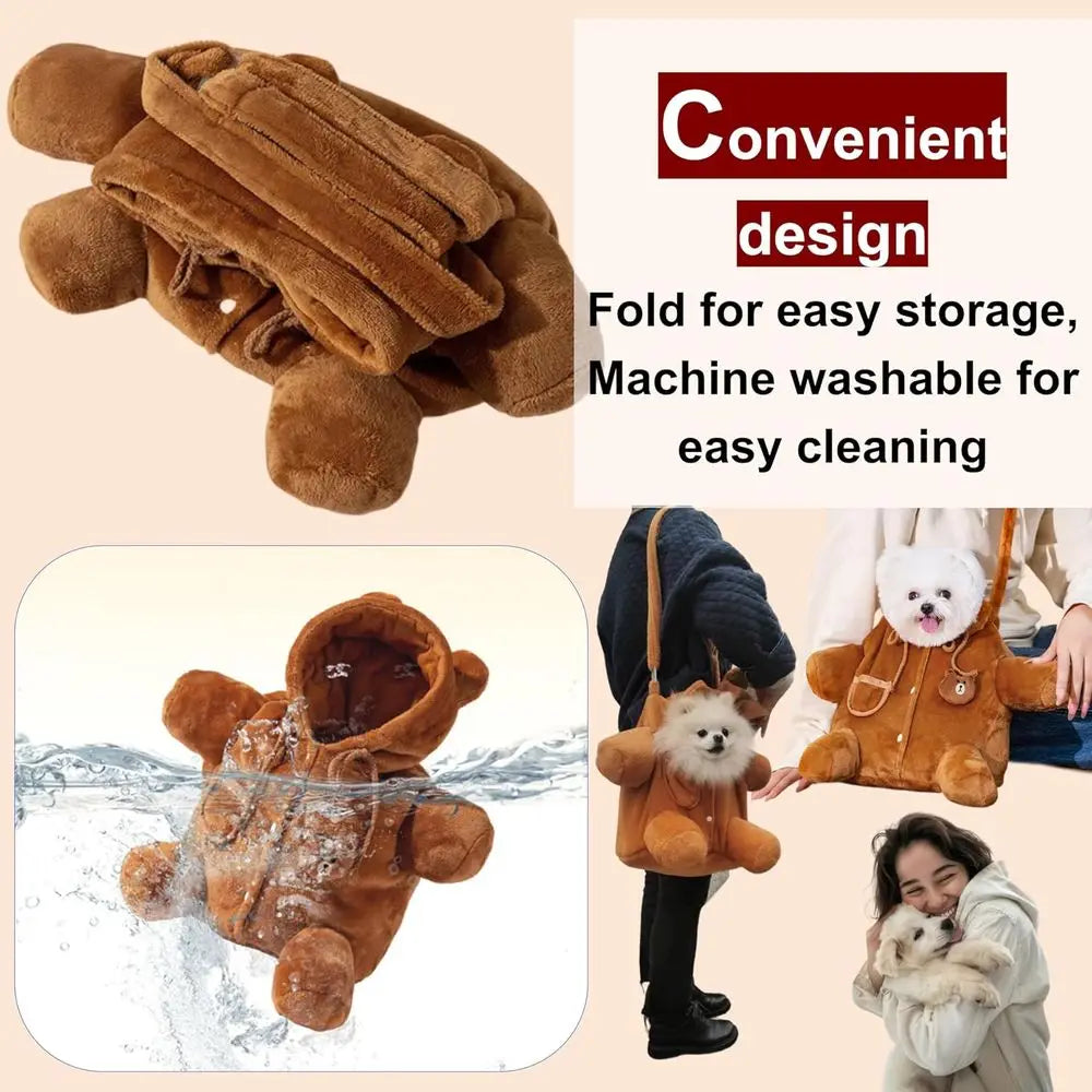 Cozy Plush Dog Purse Carrier With Secure Harness Clip