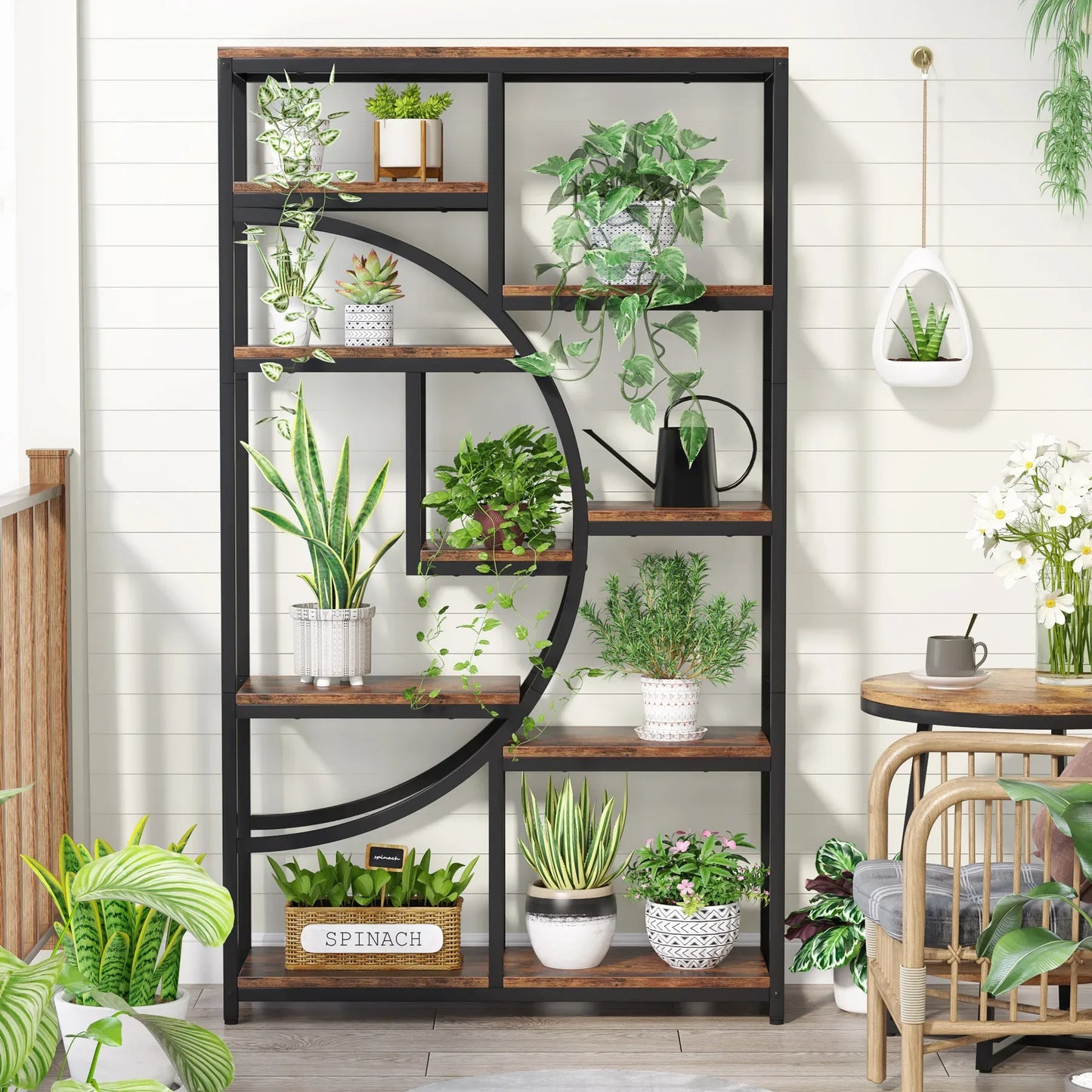 Tribesigns Industrial Etagere Bookshelf Freestanding Tall Display Shelf