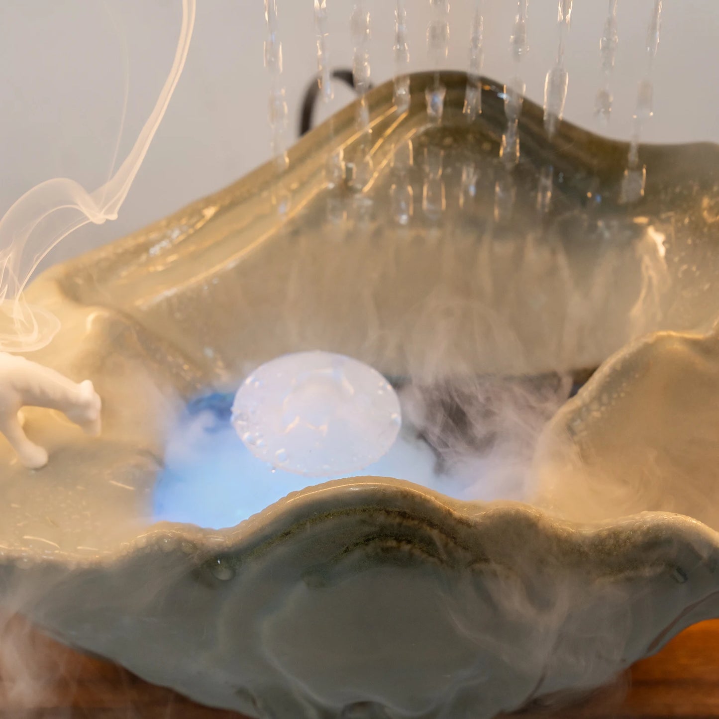 Indoor Tabletop Water Fountain With Mist Rockery Horse LED