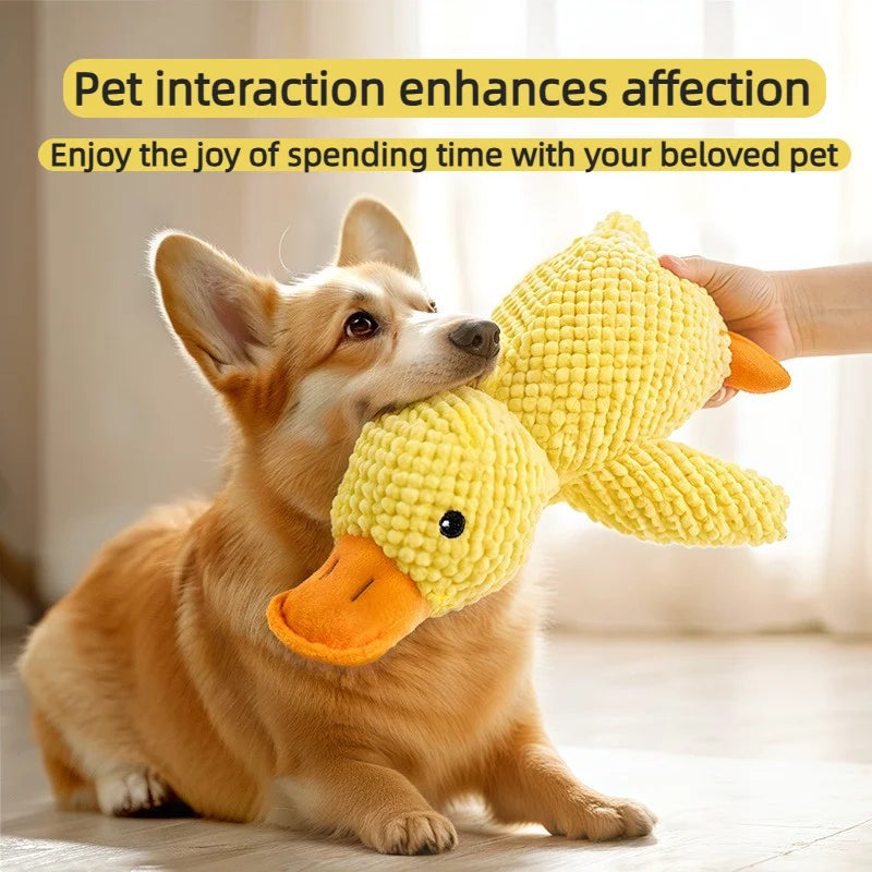 Plush Duck Dog Toy Squeaky Teething Bite-Resistant