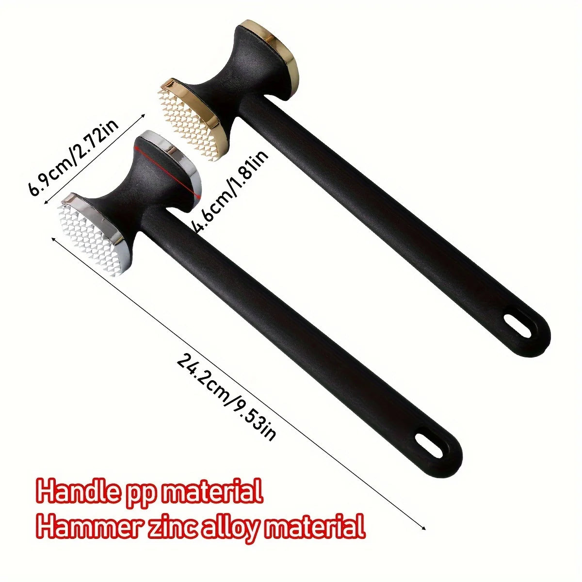 Stainless Steel Meat Tenderizer Mallet With Rubber Handle