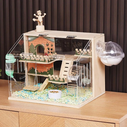 NONECN 11 In 1 Wooden Hamster Cage With Accessories
