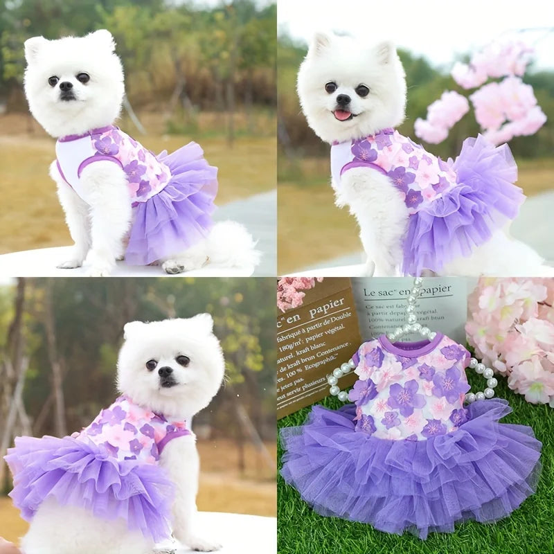 Floral Princess Dog Dress For Everyday Pet Outings