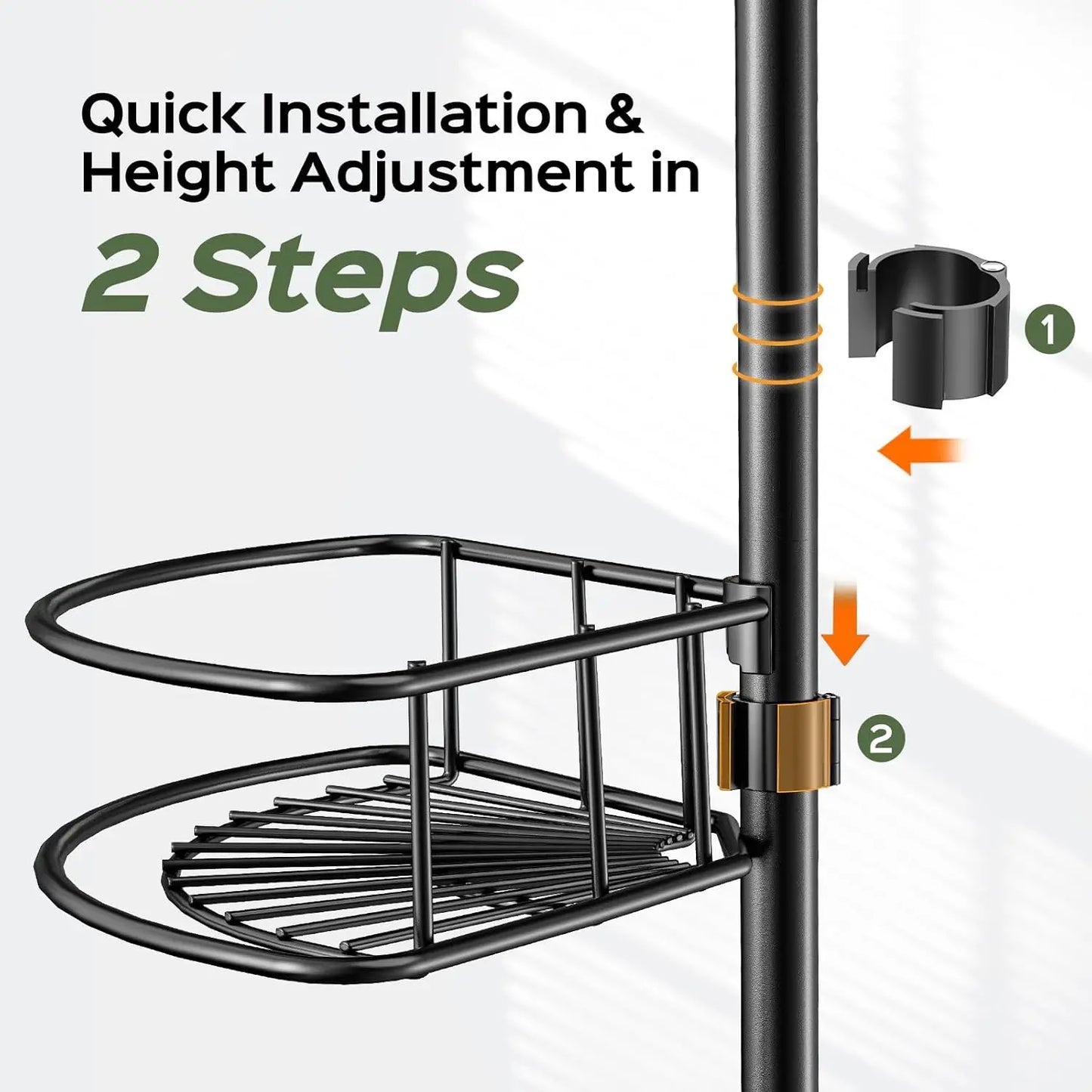 Rustproof 4-Tier Adjustable Shower Caddy Tension Pole No Drill