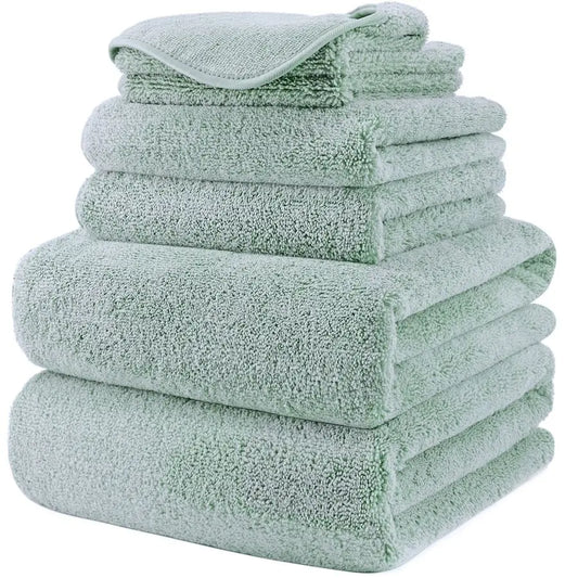Oversize, 60 x 30 in., Quick Dry Lint Free Microfiber Bath Towel Set, 6 Piece Green