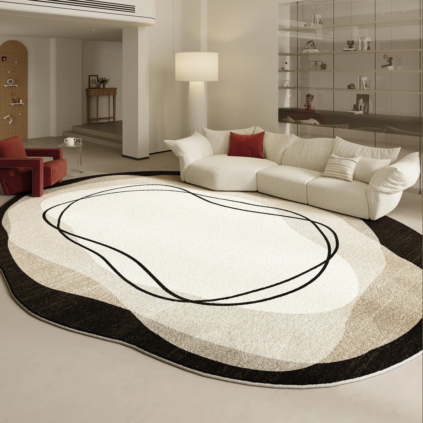 None Irregular Shapes Modern Living Room Rug Plush Floor Mat