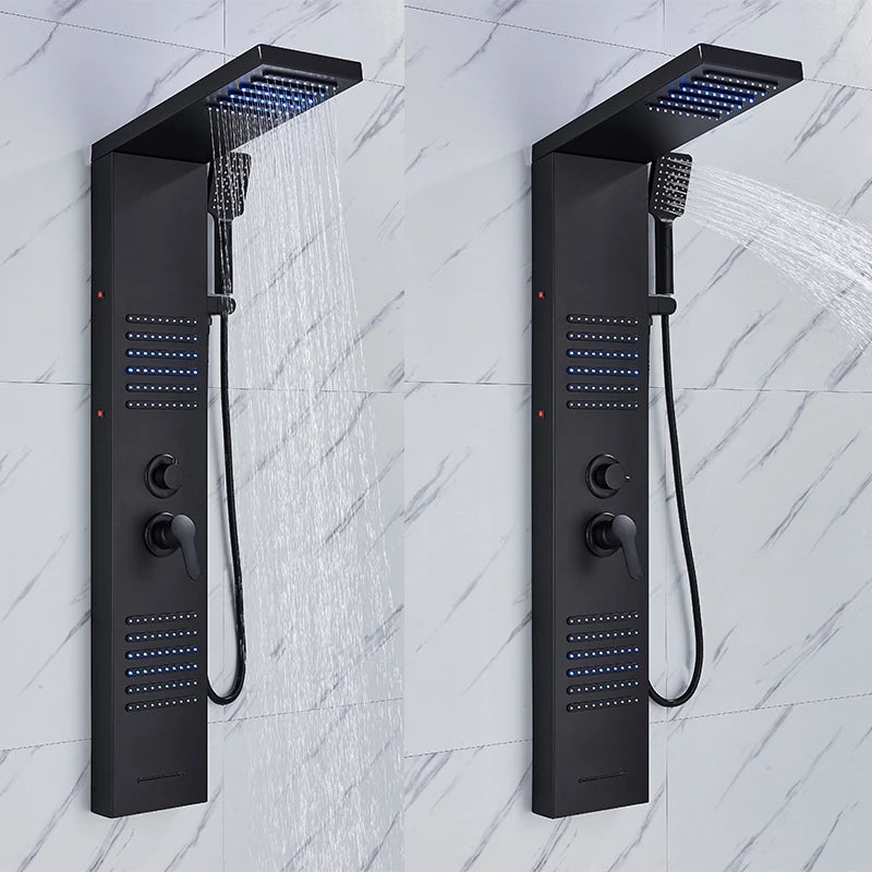 Quyanre LED Shower Panel Tower System With Rainfall Massage Jets