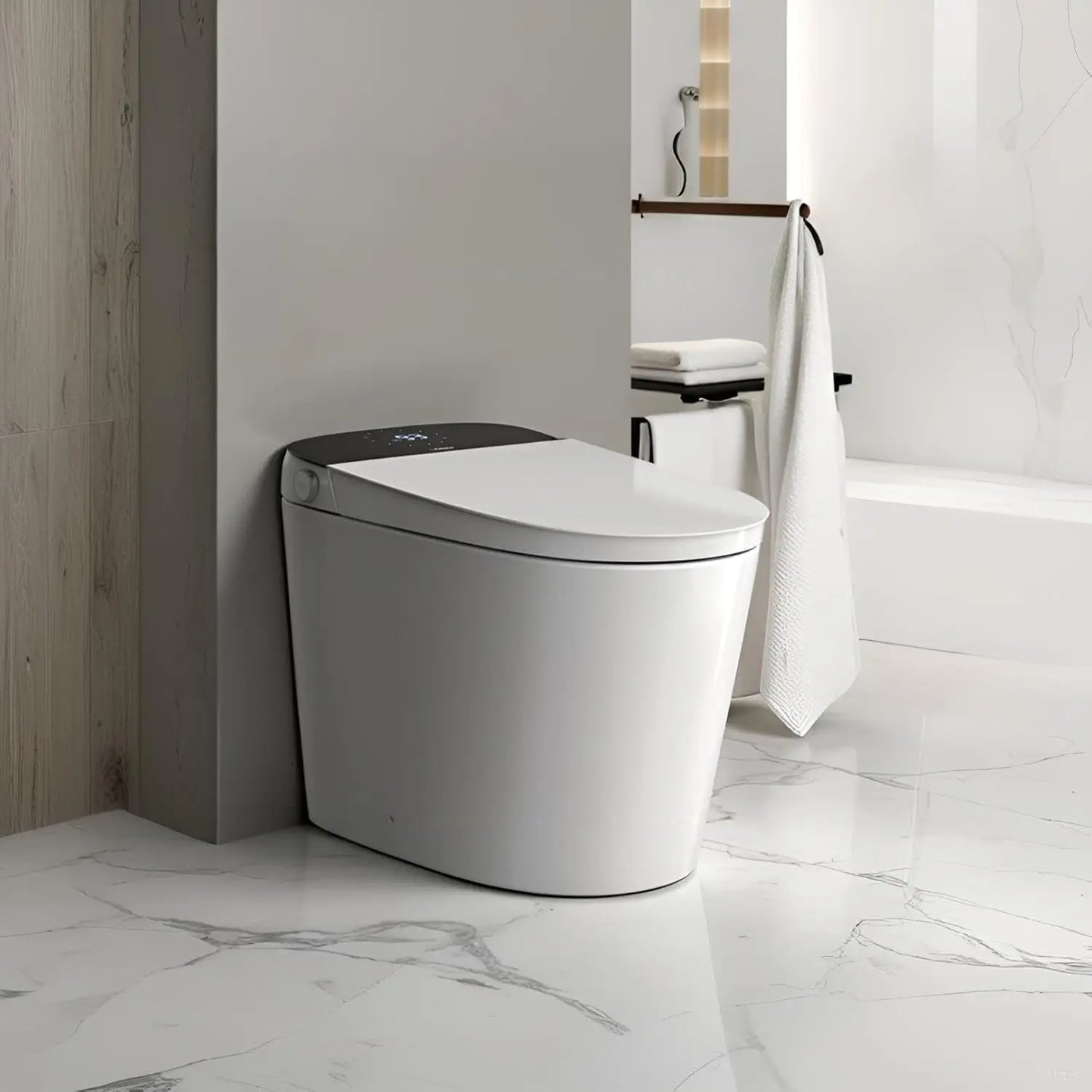 HUANZHUANG Smart Tankless Toilet with Heated Seat and Auto Flush