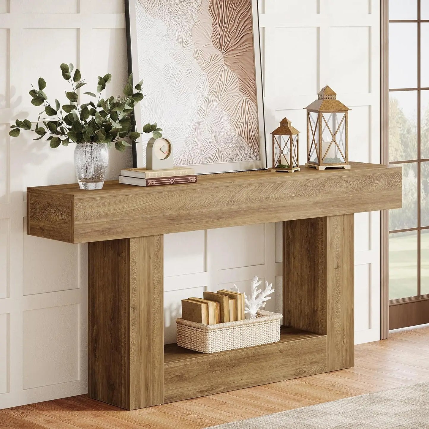 Tribesigns Farmhouse Console Table With U Shaped Base
