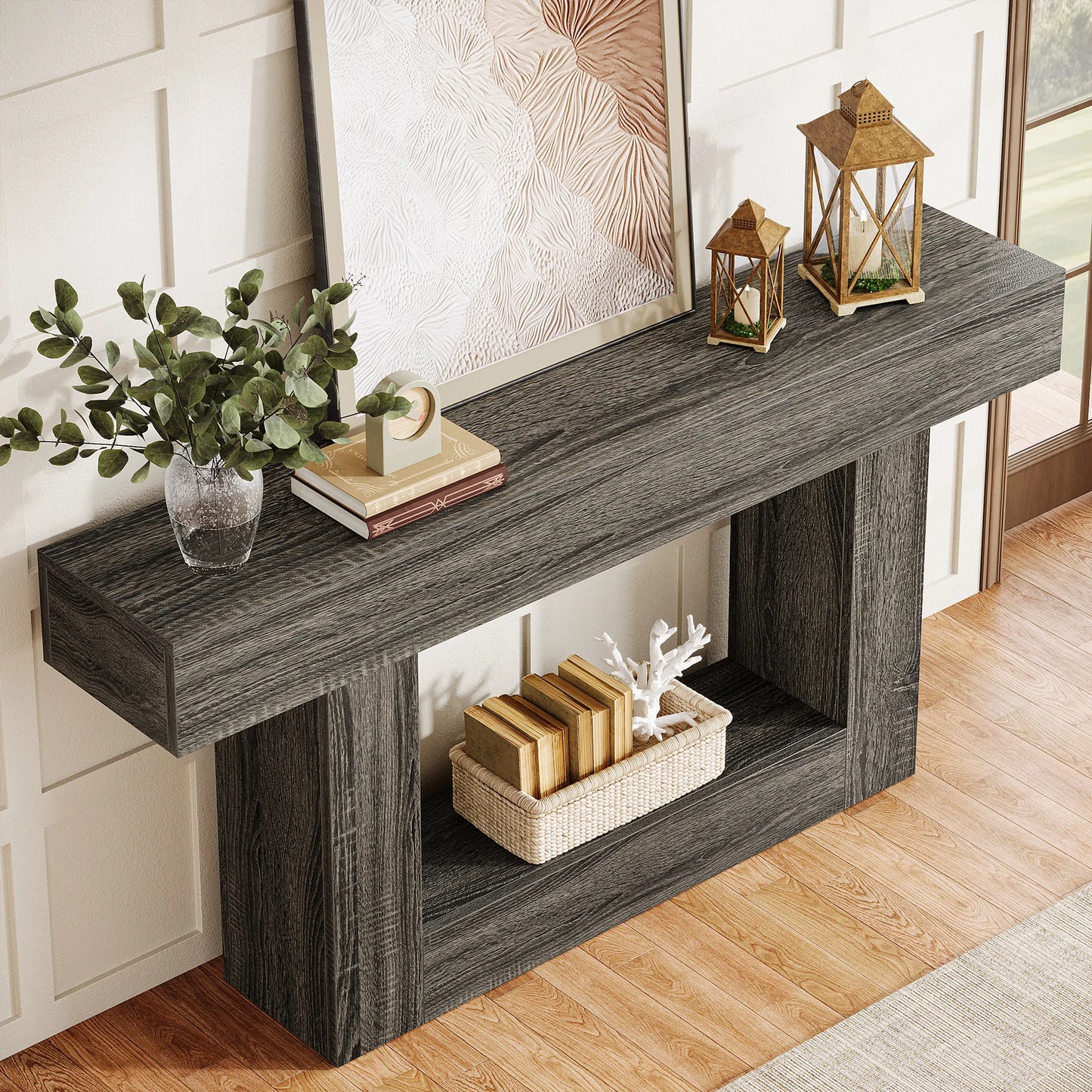 Tribesigns Farmhouse Console Table With U Shaped Base