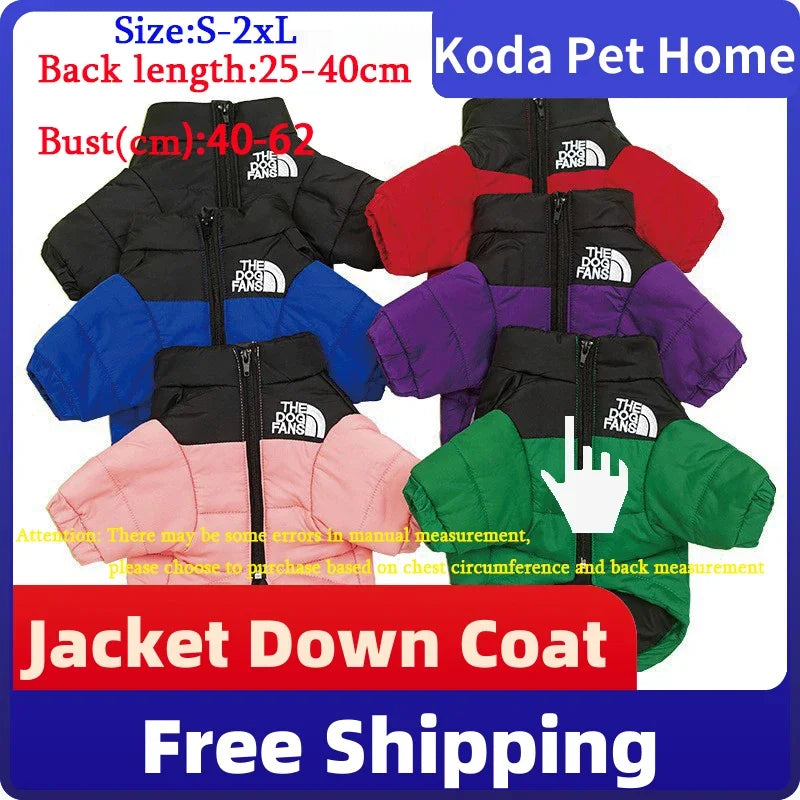 Embroidered Winter Dog Coat for Pets Cotton Warm Clothing