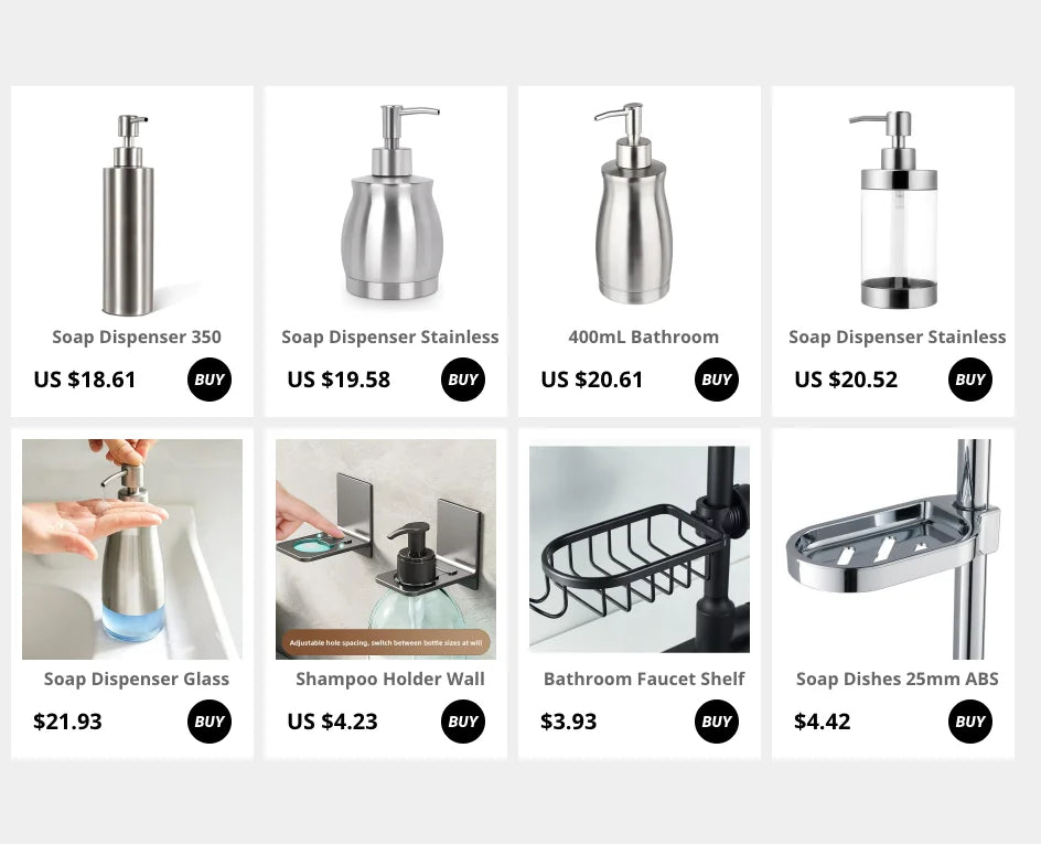 Soap Dispenser Stainless Steel and Acrylic Shampoo Bottle for Bathroom Kitchen Washing Up Hand Soap Shower Gel 350ML