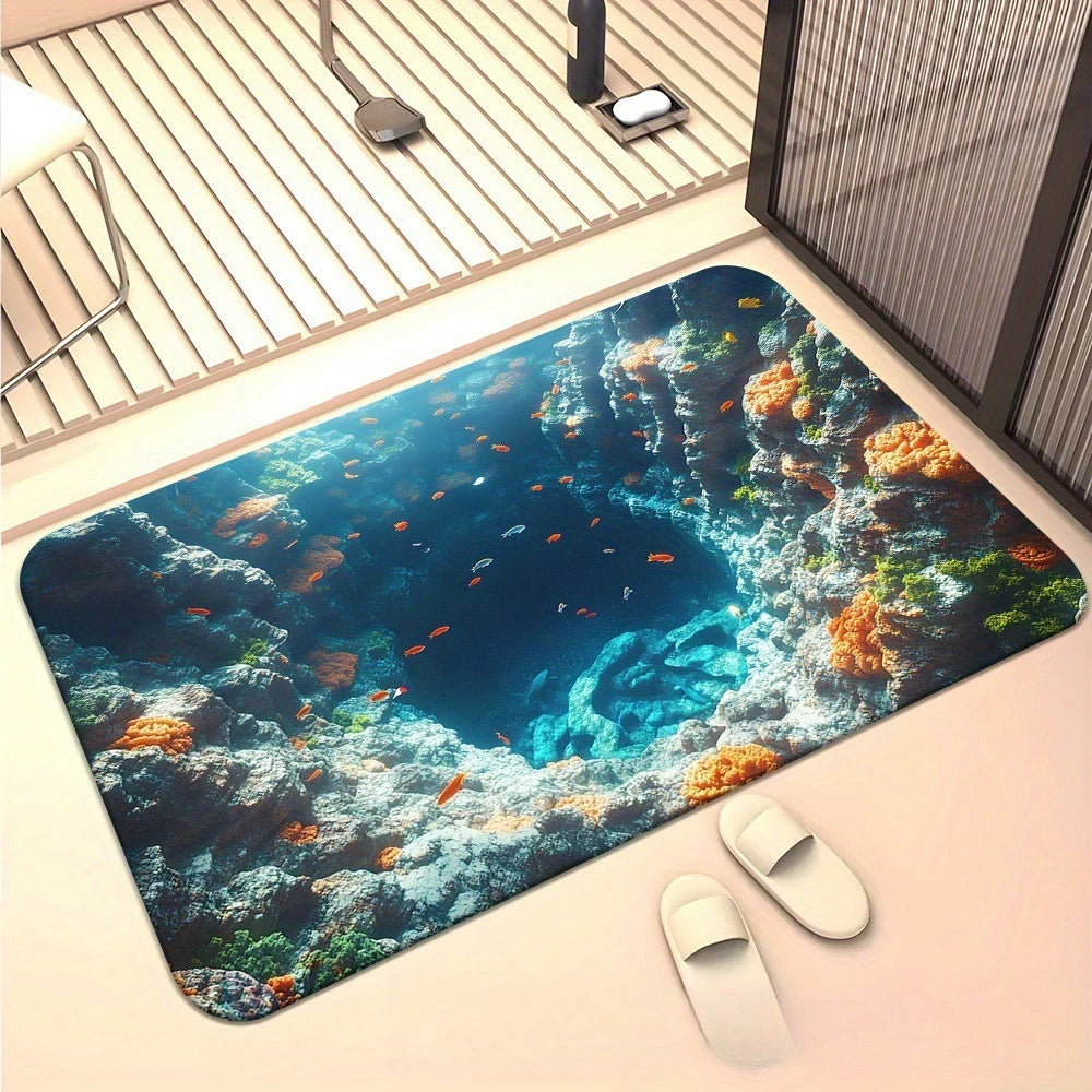 Washable Living Room Decoration Koi Carpet 3D Visual Effect Anti-slip Floor Mat Bathroom Door Rug Waterproof Rugs for Bathroom