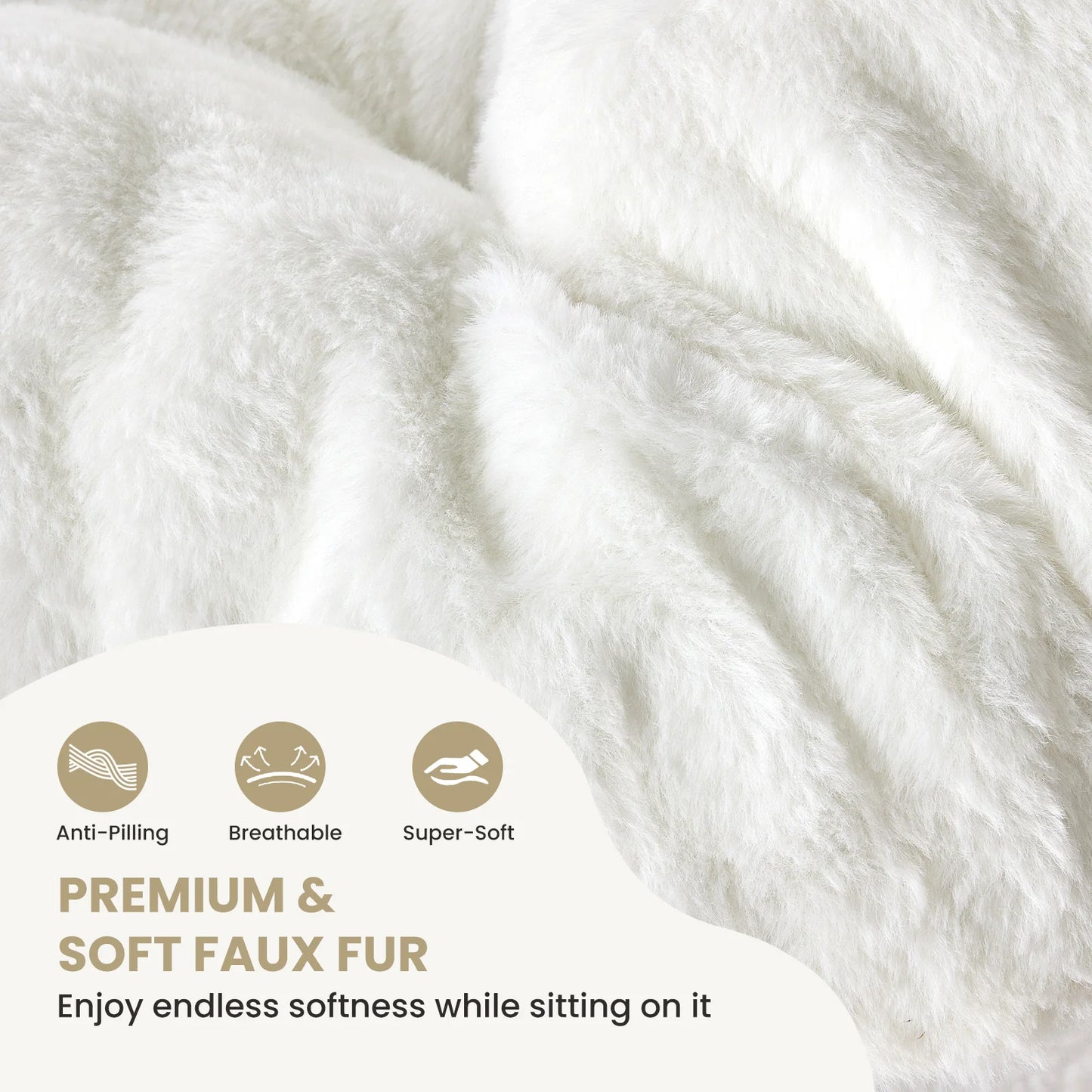 JHK Cozy Folding Saucer Chair With Faux Fur Padded Seat