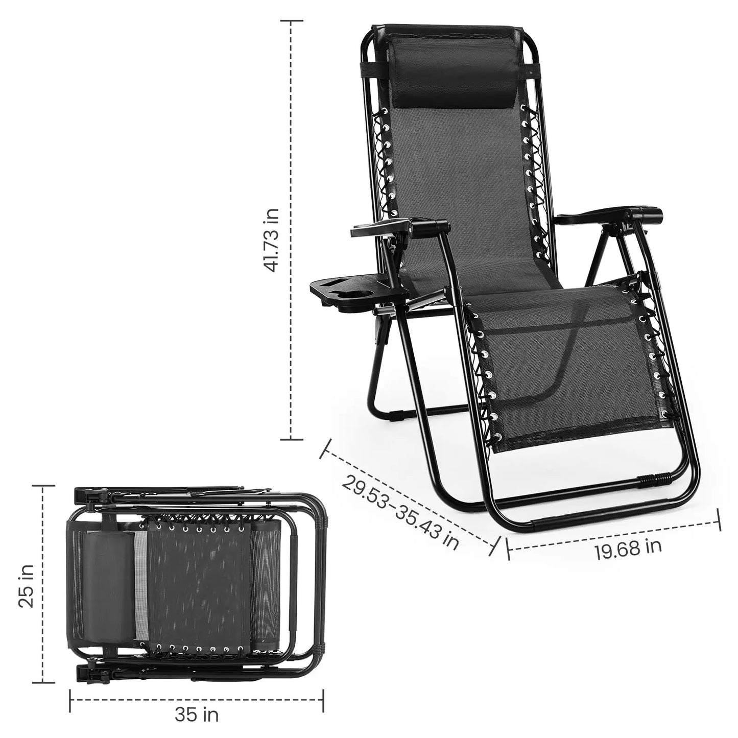JHK Zero Gravity Set Of 2 Portable Recliners For Outdoors