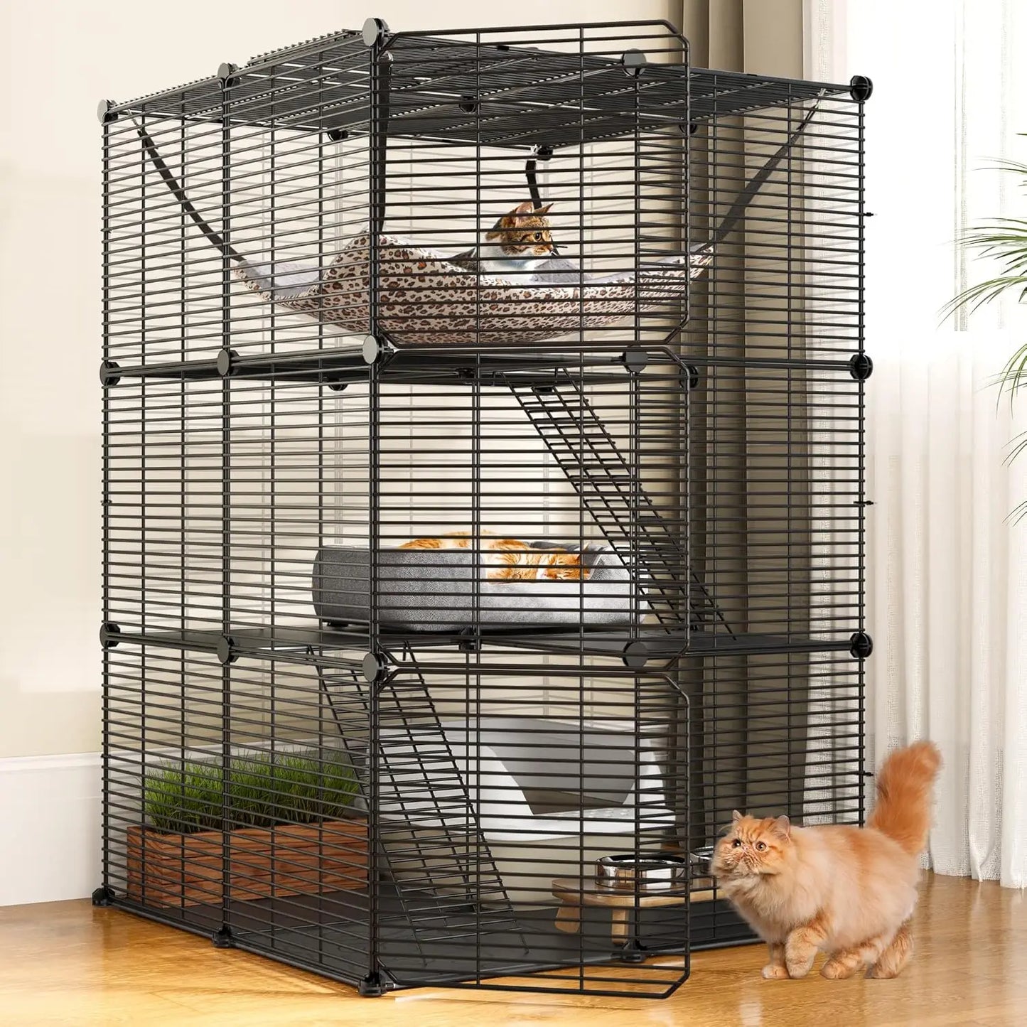 Cat Cage With Hammock Indoor Outdoor Playpen For Cats Rabbits