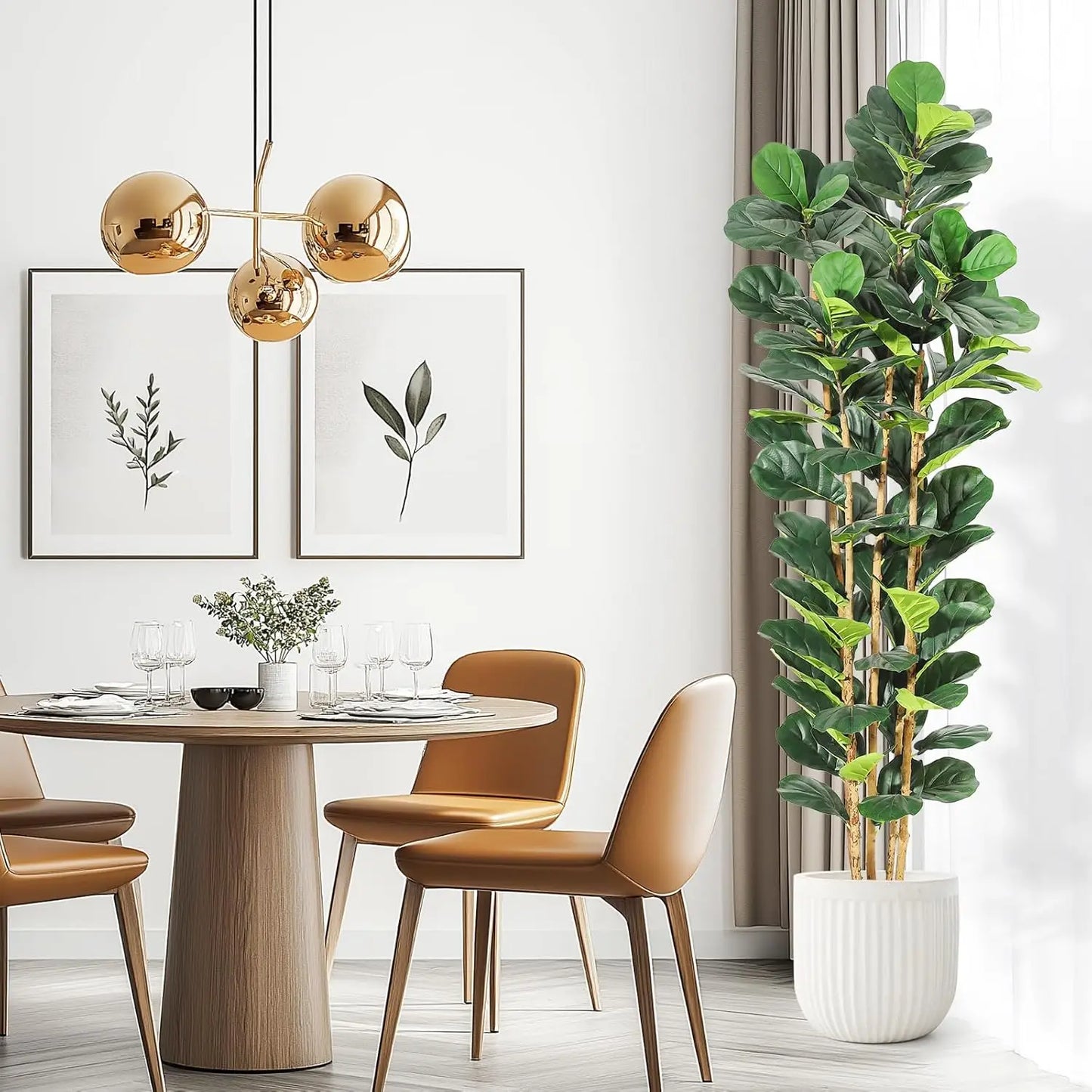 HiMISSCN Fiddle Leaf Fig Artificial Tree With Pot Indoor Decor