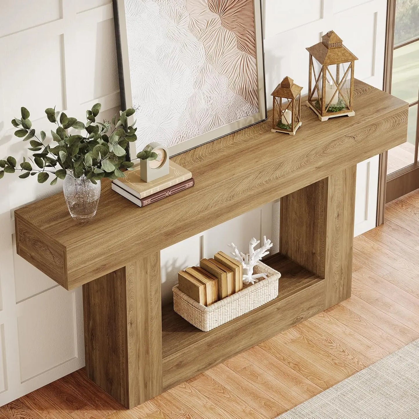 Tribesigns Farmhouse Console Table With U Shaped Base