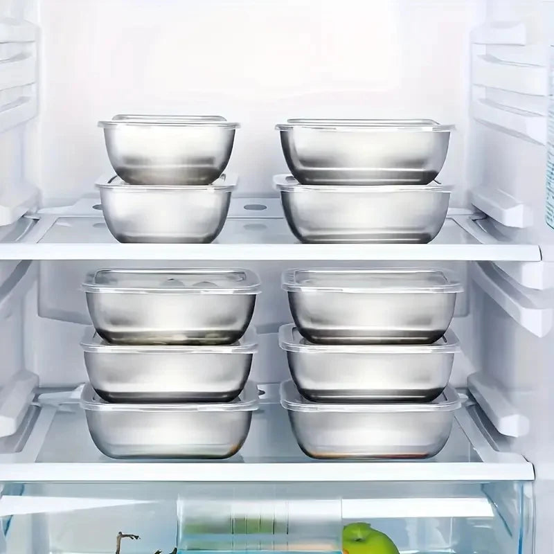 Stainless Steel Food Storage Boxes 5-Pack Stackable For Meal Prep
