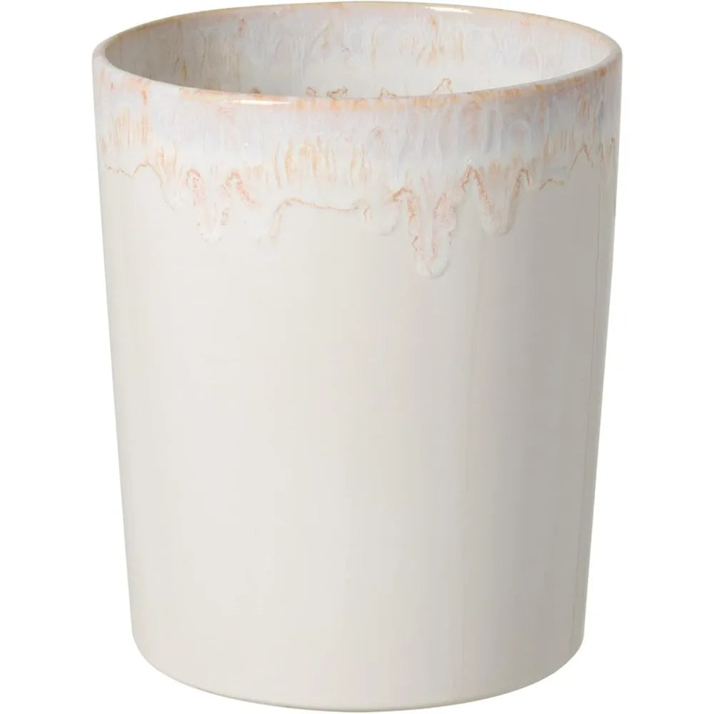 Ceramic Wastebasket in Taormina Collection, White Stoneware Bathroom Trash Can, 8 Inch Quality Bath Decor