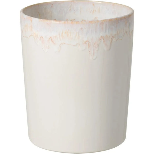 Ceramic Wastebasket in Taormina Collection, White Stoneware Bathroom Trash Can, 8 Inch Quality Bath Decor