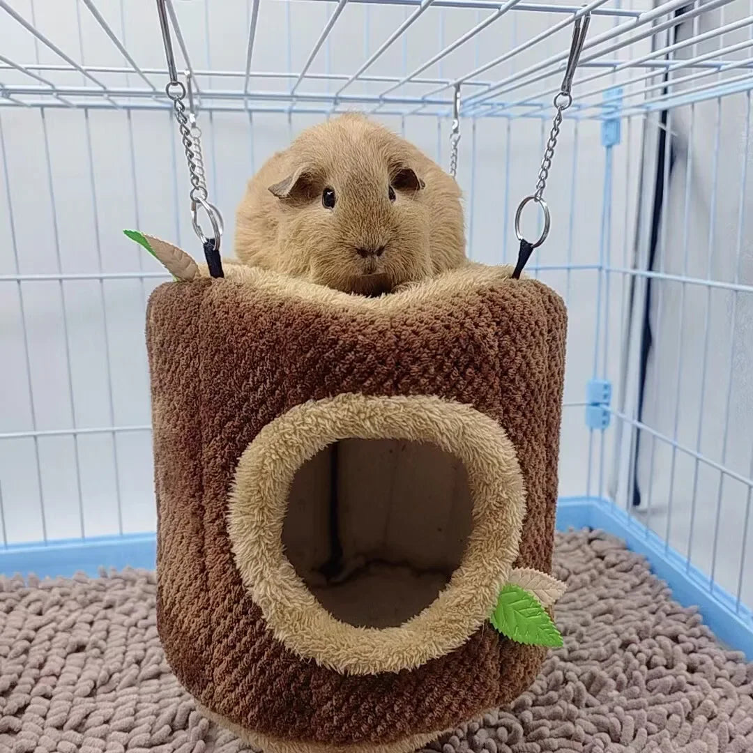 Tree Stump Shaped Hamster Nest And Hammock For Small Pets
