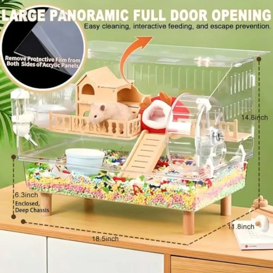 Acrylic Hamster Cage 8 In 1 With All Accessories Transparent Viewing