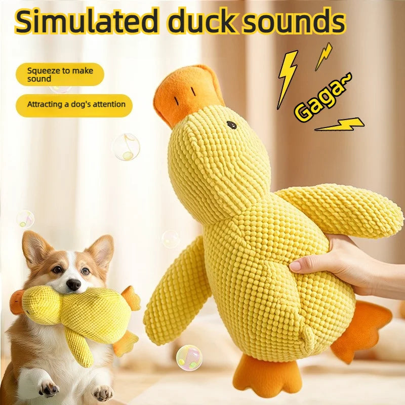 Plush Duck Dog Toy Squeaky Teething Bite-Resistant