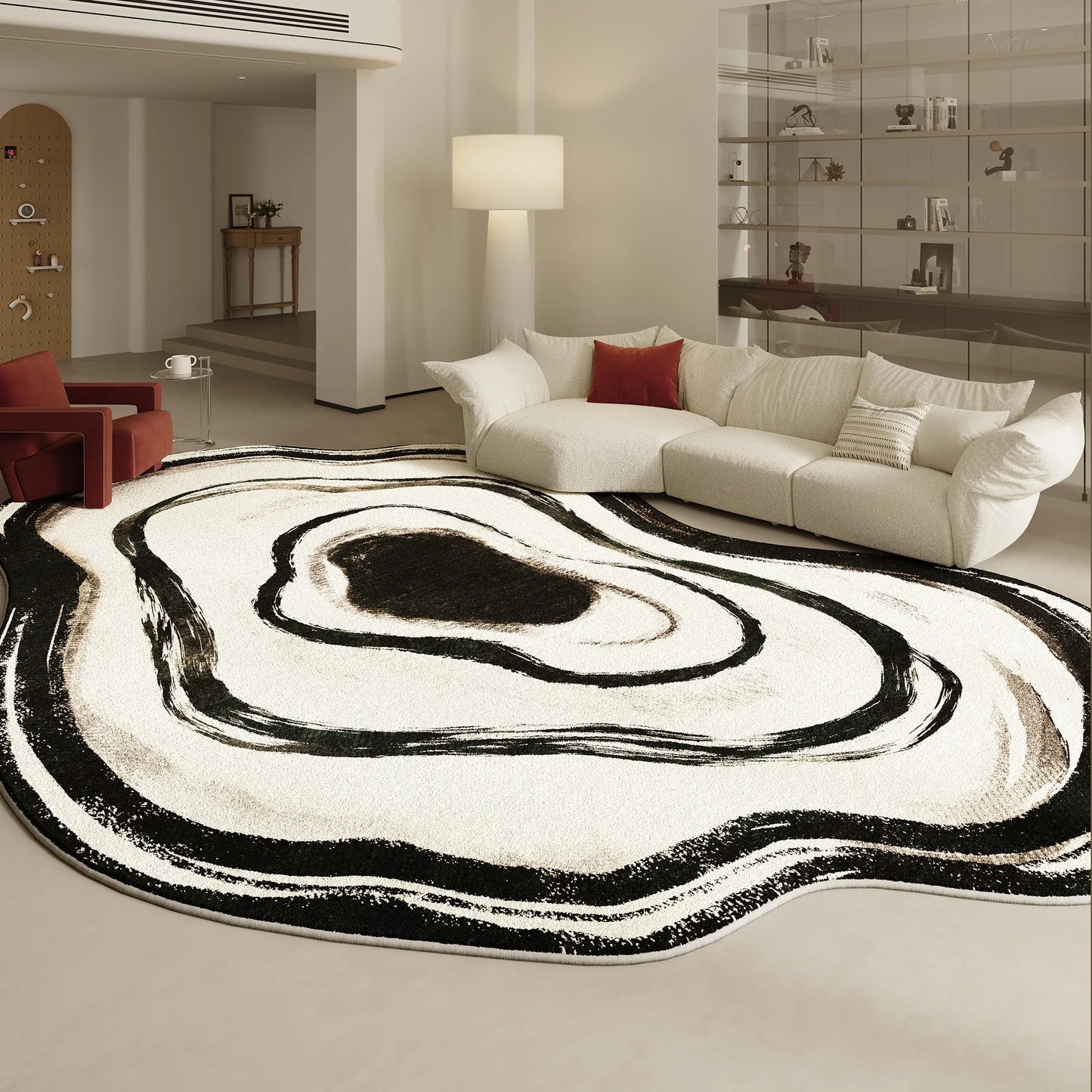 None Irregular Shapes Modern Living Room Rug Plush Floor Mat