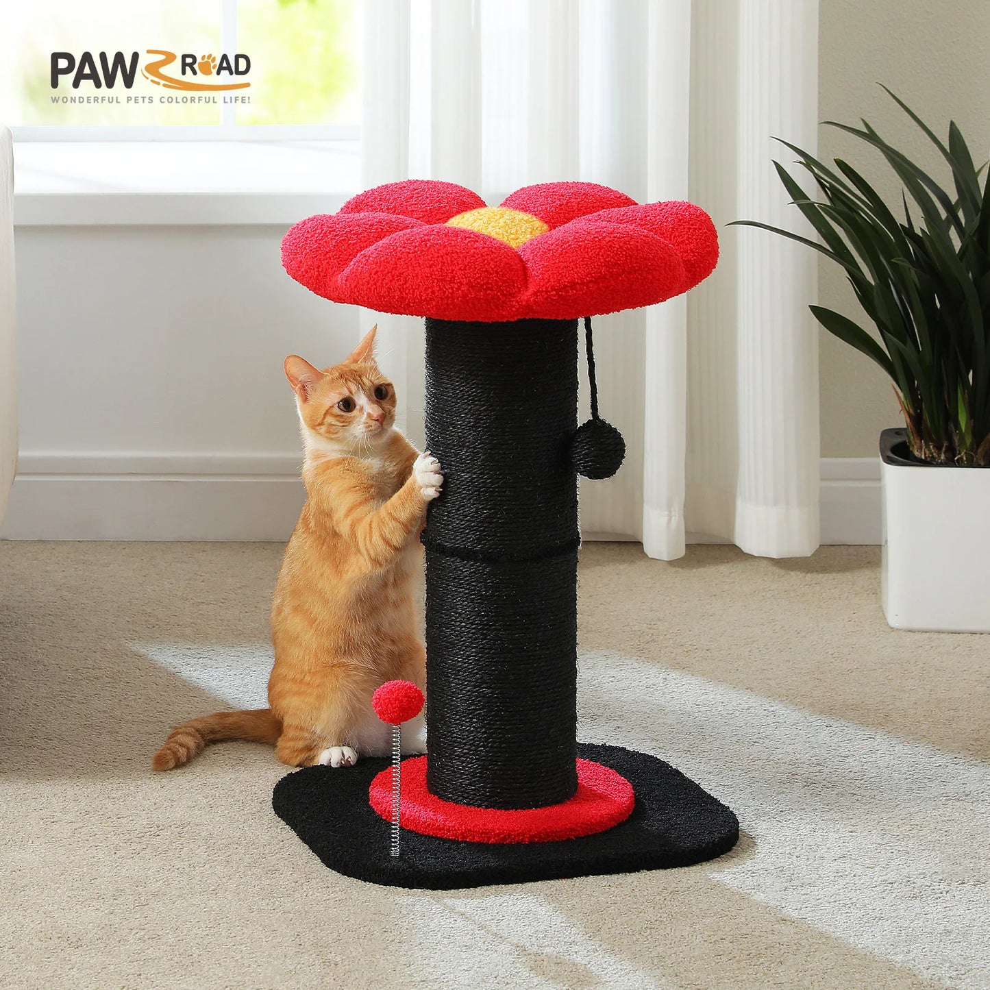 PAWZ Road Flower Small Cat Tree Scratching Post Natural Sisal