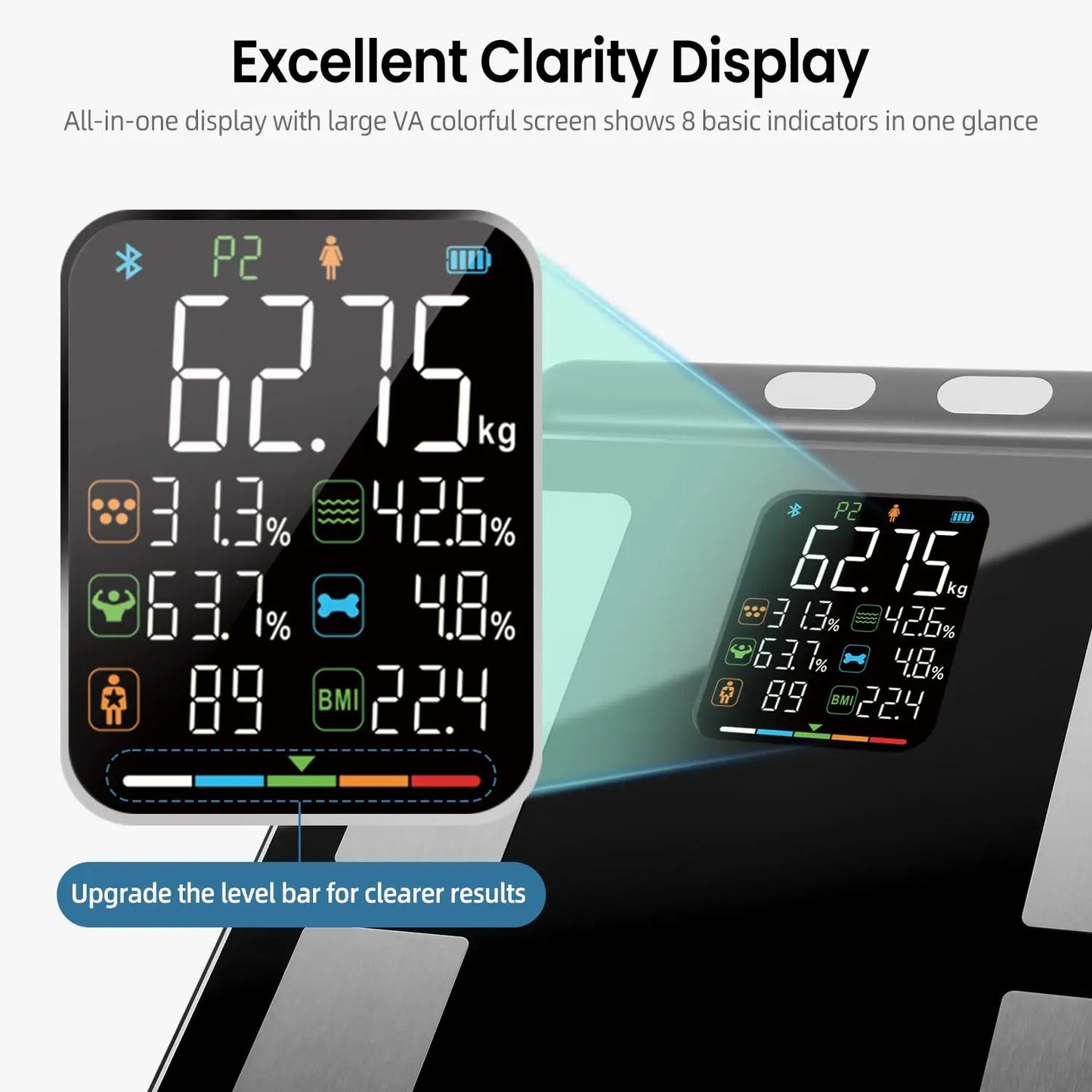 Eight-Electrode Smart Body Scale With Full Body Composition Analysis Bluetooth