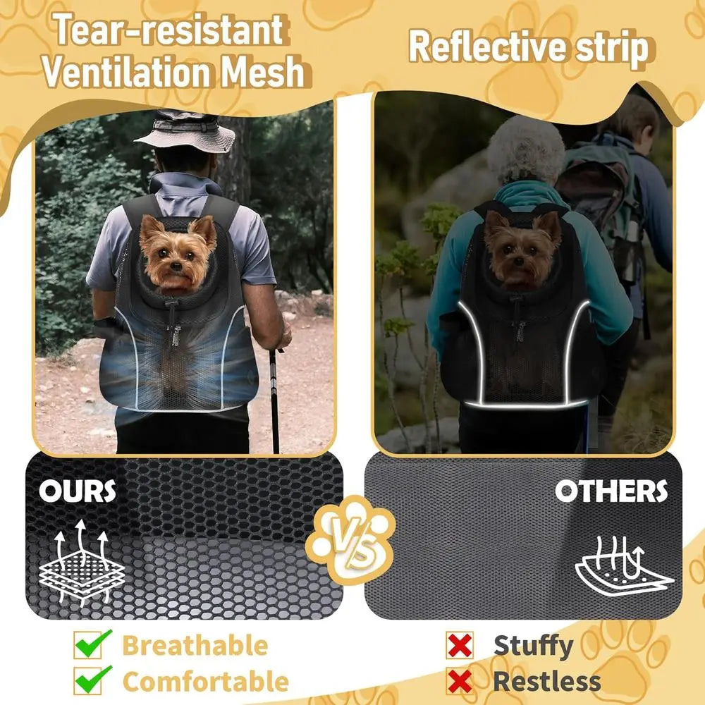 Pet Dog Carrier Backpack Ventilated Mesh Front Travel With Safety Belt