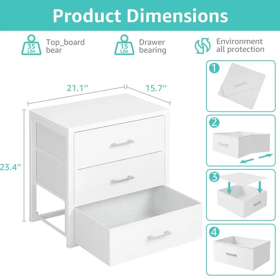Three-Drawer Fabric Closet Organizer For Bedroom And Dorm Storage