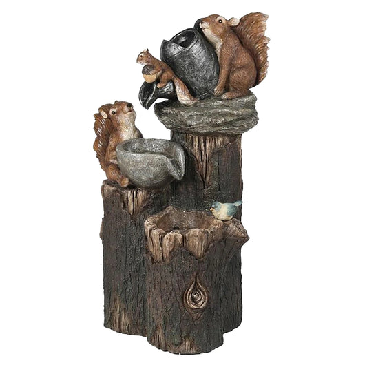 Alloet Funny Duck And Squirrel Fountain Ornament With Light