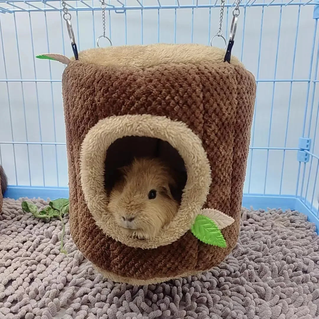 Tree Stump Shaped Hamster Nest And Hammock For Small Pets