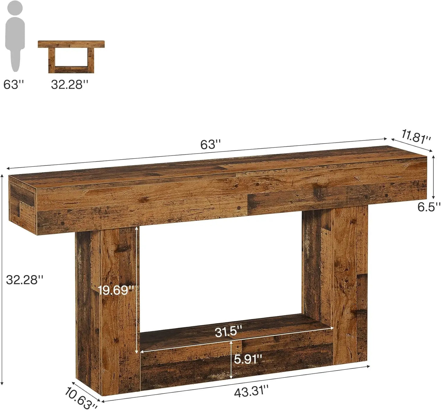 Tribesigns Farmhouse Console Table With U Shaped Base