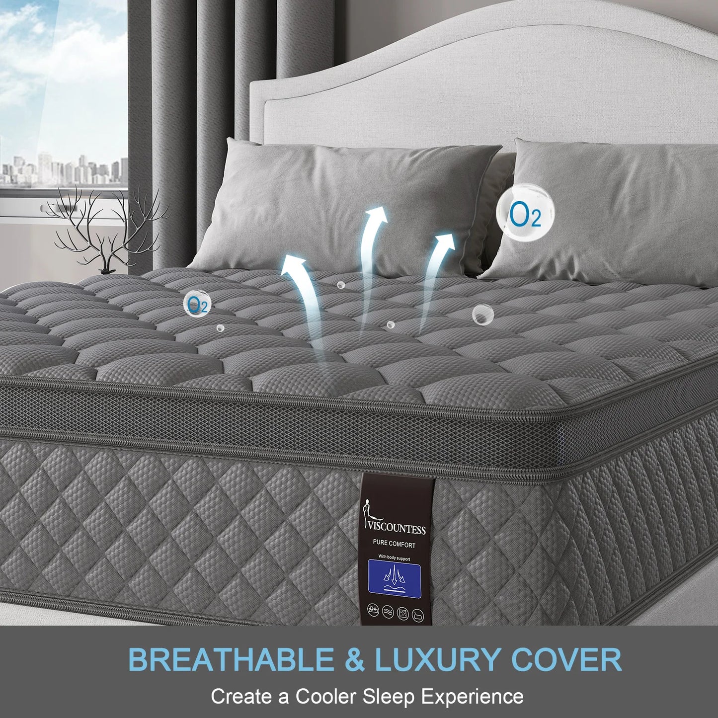 10"12"14"Twin Full Queen King Size Mattress in a Box Hybrid Spring Memory Foam,Euro Top Mattresses Medium Firm for Motion Isolat