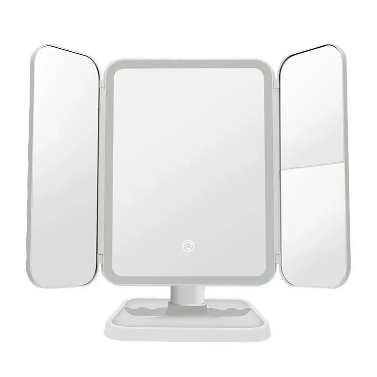 Trifold Vanity Makeup Mirror With Dimmable LED Lighting System Integrated