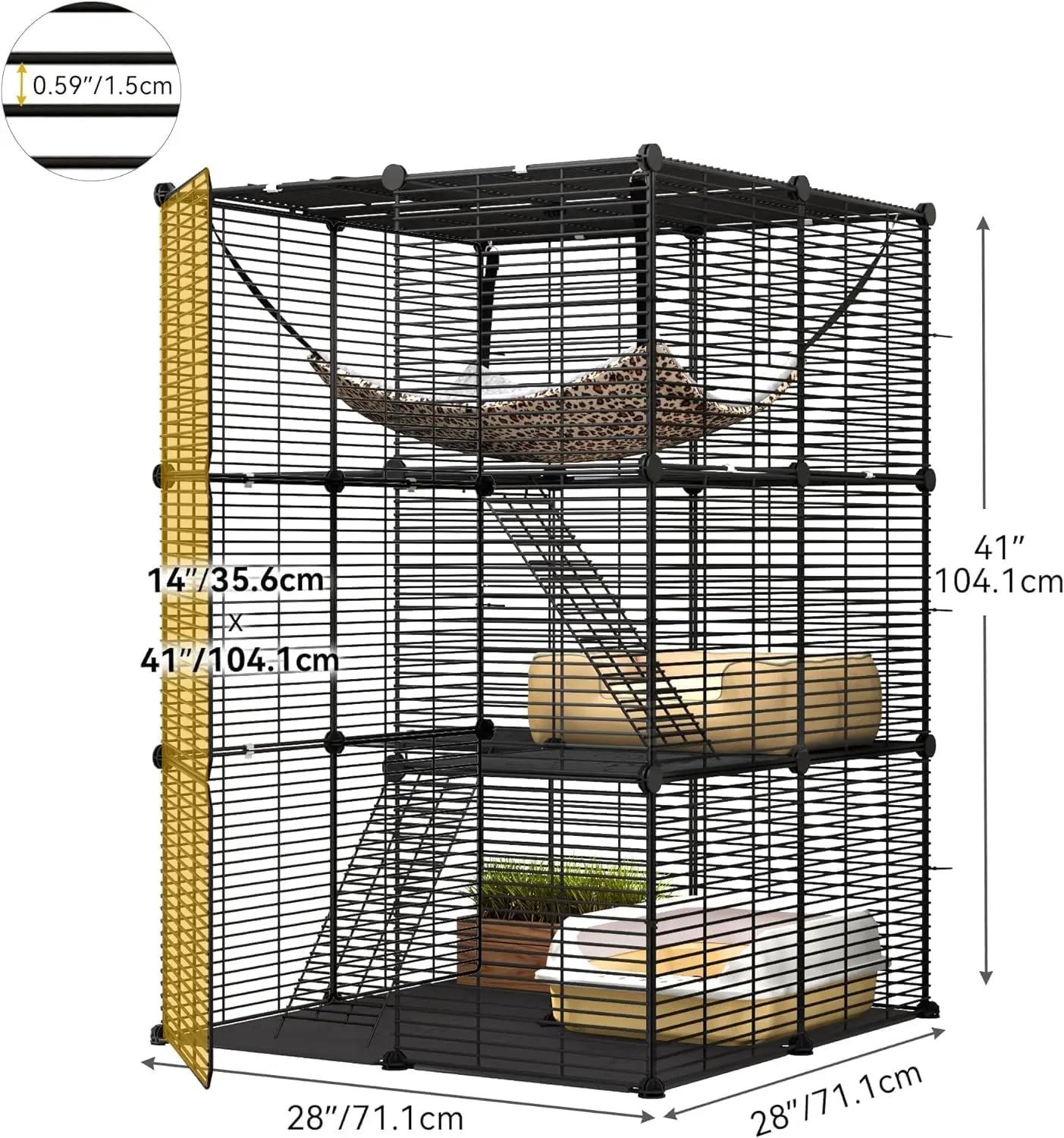 Cat Cage With Hammock Indoor Outdoor Playpen For Cats Rabbits