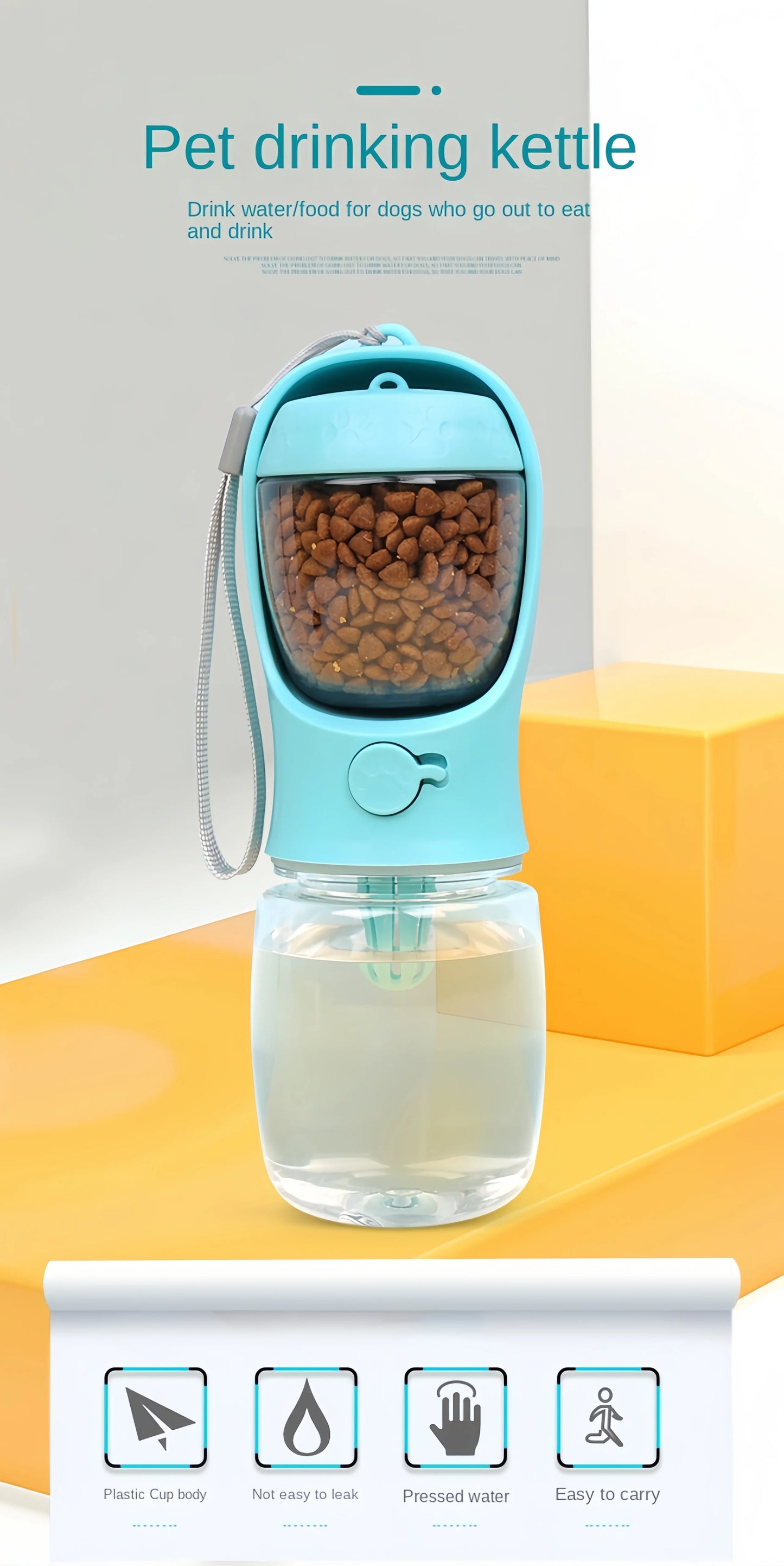 Portable Pet Water Bottle With Food And Water Storage Travel