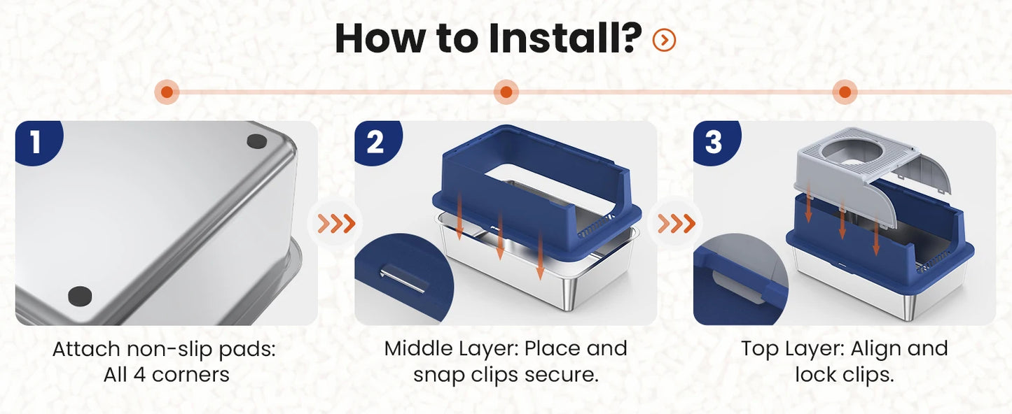 Cityflee Stainless Steel Cat Litter Box With Lid And Scoop