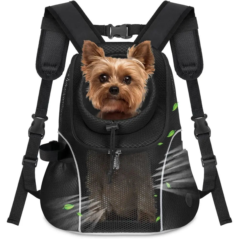 Pet Dog Carrier Backpack Ventilated Mesh Front Travel With Safety Belt