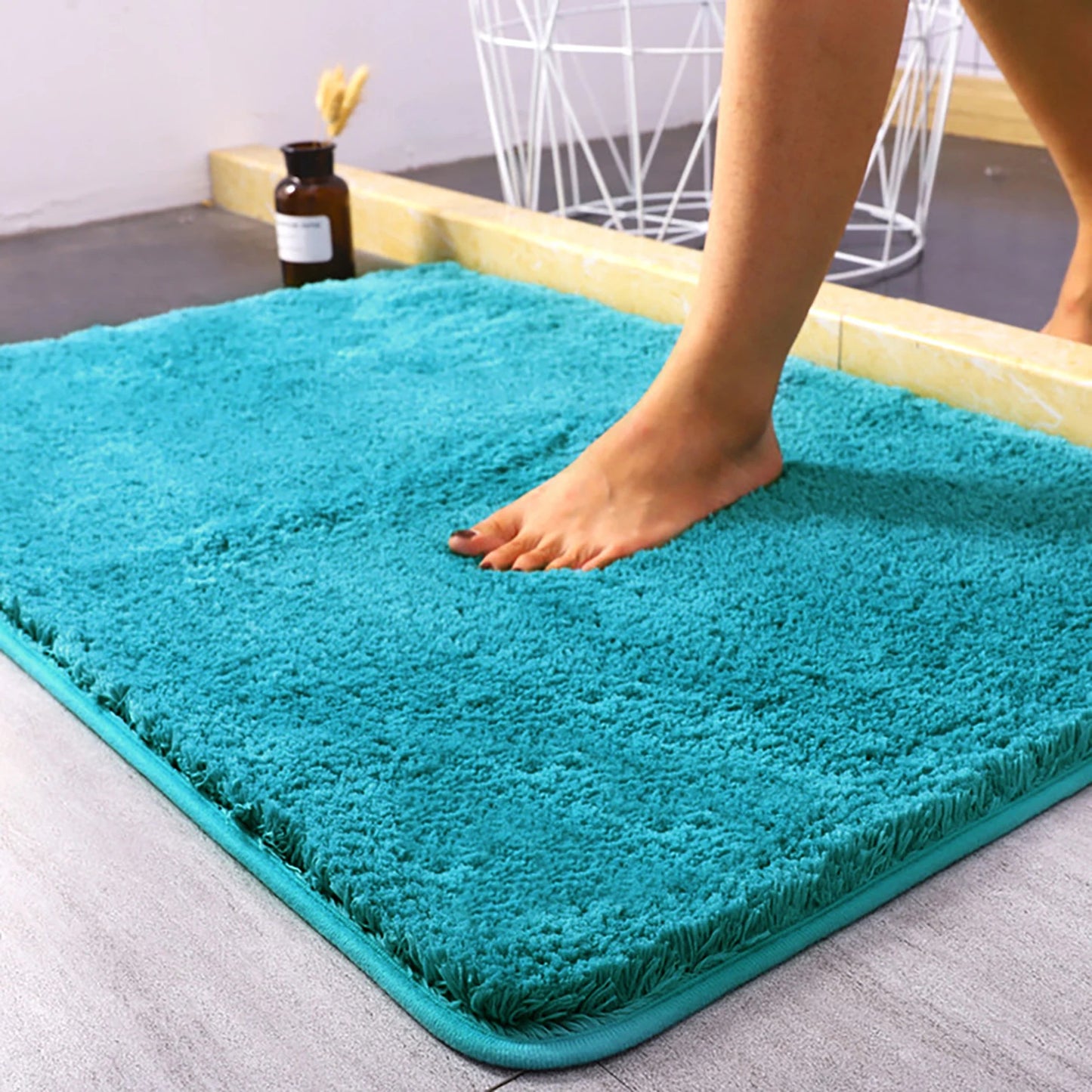Super Absorbent Non-slip Bathroom Mat Plush Microfiber Quick Dry Washable Soft Bath Rug for Tub Balcony
